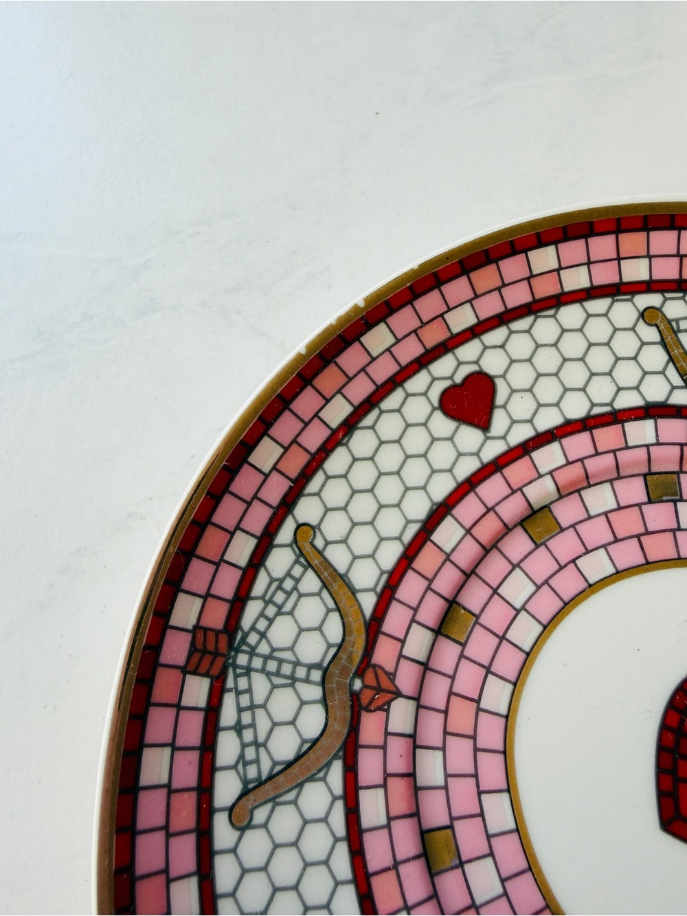 NEW Anthropologie Bistro Tile Stoneware 24k Gold Accent Espresso Cup & Sauce - Picture 10 of 12